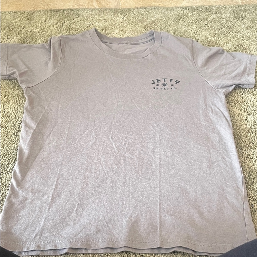 Jetty Boys gray Jetty Supply Co t-Shirt with shark on the back